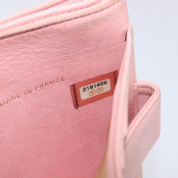 CHANEL Wallet Caviar Skin Pink Gold CC Auth 202731