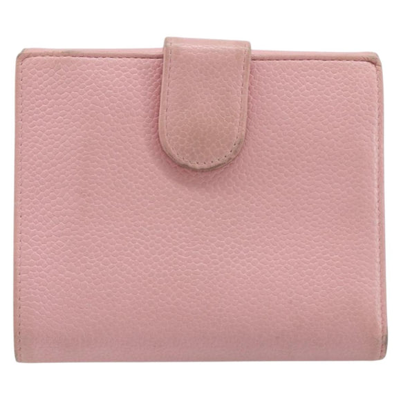 CHANEL Wallet Caviar Skin Pink Gold CC Auth 202731