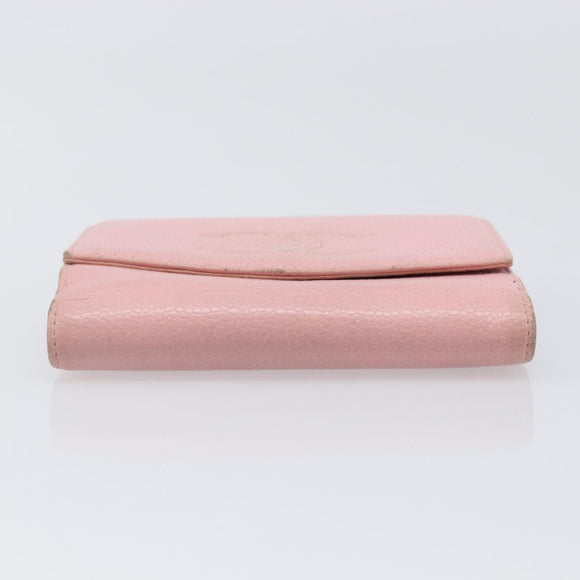 CHANEL Wallet Caviar Skin Pink Gold CC Auth 202731