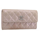 CHANEL Matelasse Wallet Canvas Pink Silver CC Auth 202732-1