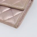 CHANEL Matelasse Wallet Canvas Pink Silver CC Auth 202732-8