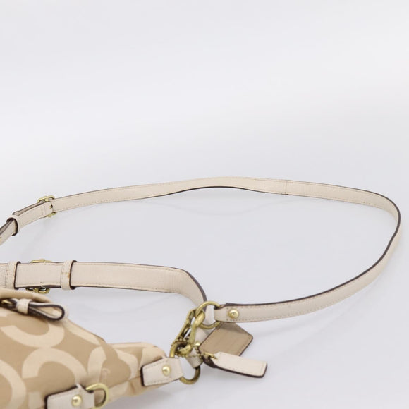 Coach Shoulder Bag Nylon 2way Beige Gold Auth 202750A