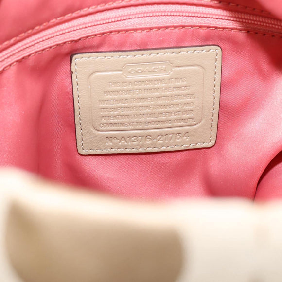Coach Shoulder Bag Nylon 2way Beige Gold Auth 202750A