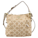 Coach Shoulder Bag Nylon 2way Beige Gold Auth 202750A-2