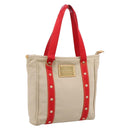 LOUIS VUITTON Antigua Cabas MM Tote Bag Beige Red M40035 LV Auth 202767-1