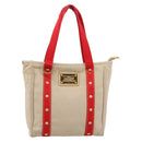LOUIS VUITTON Antigua Cabas MM Tote Bag Beige Red M40035 LV Auth 202767-13