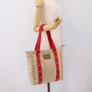LOUIS VUITTON Antigua Cabas MM Tote Bag Beige Red M40035 LV Auth 202767-23