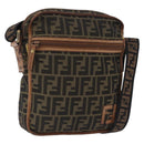 FENDI Zucca Canvas Shoulder Bag Brown Black Auth 202768-1