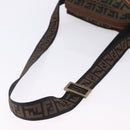 FENDI Zucca Canvas Shoulder Bag Brown Black Auth 202768-10