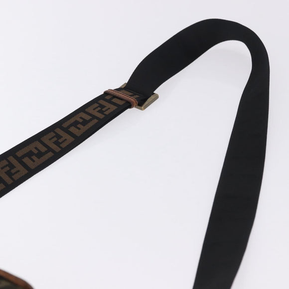 FENDI Zucca Canvas Shoulder Bag Brown Black Auth 202768