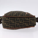 FENDI Zucca Canvas Shoulder Bag Brown Black Auth 202768-8