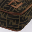 FENDI Zucca Canvas Shoulder Bag Brown Black Auth 202768-19