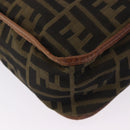 FENDI Zucca Canvas Shoulder Bag Brown Black Auth 202768-20