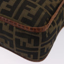 FENDI Zucca Canvas Shoulder Bag Brown Black Auth 202768-21