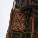 FENDI Zucca Canvas Shoulder Bag Brown Black Auth 202768-22