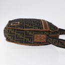 FENDI Zucca Canvas Shoulder Bag Brown Black Auth 202768-3