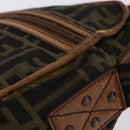 FENDI Zucca Canvas Shoulder Bag Brown Black Auth 202768-4