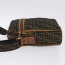 FENDI Zucca Canvas Shoulder Bag Brown Black Auth 202768-6