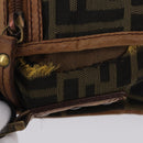 FENDI Zucca Canvas Shoulder Bag Brown Black Auth 202768-7