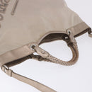 Salvatore Ferragamo Hand Bag Nylon 2way Beige Silver Auth 202769-10