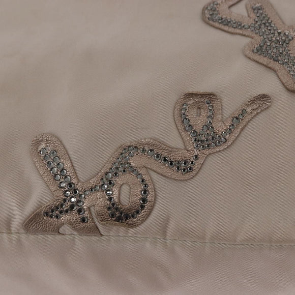 Salvatore Ferragamo Hand Bag Nylon 2way Beige Silver Auth 202769