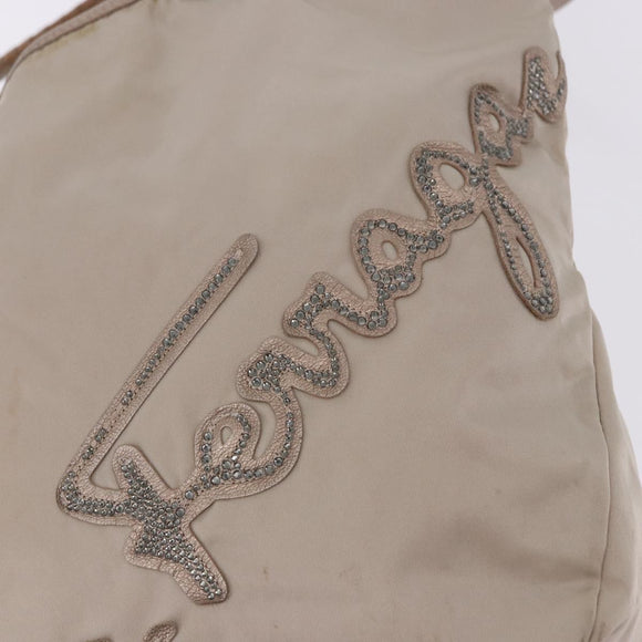 Salvatore Ferragamo Hand Bag Nylon 2way Beige Silver Auth 202769