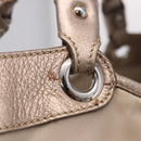 Salvatore Ferragamo Hand Bag Nylon 2way Beige Silver Auth 202769-22
