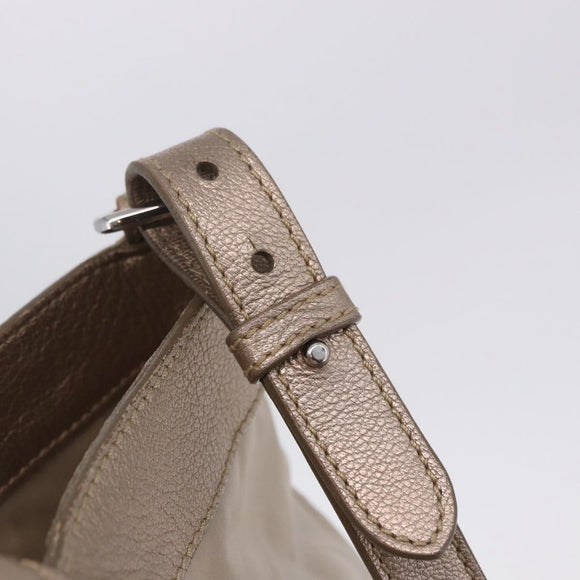 Salvatore Ferragamo Hand Bag Nylon 2way Beige Silver Auth 202769
