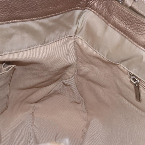 Salvatore Ferragamo Hand Bag Nylon 2way Beige Silver Auth 202769
