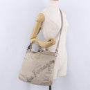 Salvatore Ferragamo Hand Bag Nylon 2way Beige Silver Auth 202769-33