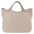 Salvatore Ferragamo Hand Bag Nylon 2way Beige Silver Auth 202769-5