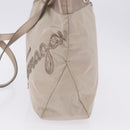 Salvatore Ferragamo Hand Bag Nylon 2way Beige Silver Auth 202769-7