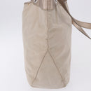 Salvatore Ferragamo Hand Bag Nylon 2way Beige Silver Auth 202769-8