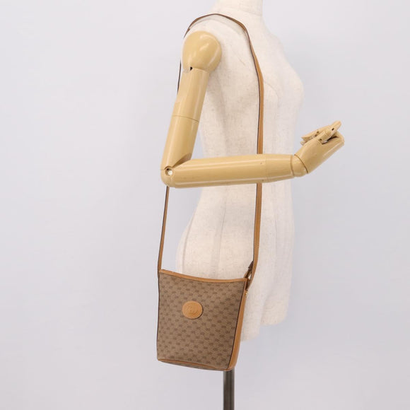 GUCCI Micro GG Supreme Shoulder Bag PVC Beige Gold Auth 202771