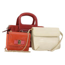 Salvatore Ferragamo Shoulder Bag Leather Canvas 3 Set Orange White Auth 202776-1