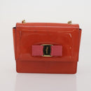 Salvatore Ferragamo Shoulder Bag Leather Canvas 3 Set Orange White Auth 202776-16