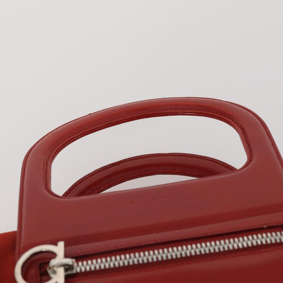 Salvatore Ferragamo Shoulder Bag Leather Canvas 3 Set Orange White Auth 202776