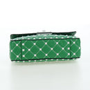 VALENTINO Rockstuds Chain Shoulder Bag Leather Green White Auth 202800V-5