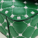 VALENTINO Rockstuds Chain Shoulder Bag Leather Green White Auth 202800V-16
