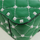 VALENTINO Rockstuds Chain Shoulder Bag Leather Green White Auth 202800V-18