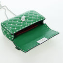 VALENTINO Rockstuds Chain Shoulder Bag Leather Green White Auth 202800V-21