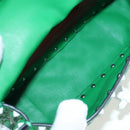 VALENTINO Rockstuds Chain Shoulder Bag Leather Green White Auth 202800V-11
