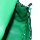 VALENTINO Rockstuds Chain Shoulder Bag Leather Green White Auth 202800V-25
