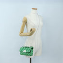 VALENTINO Rockstuds Chain Shoulder Bag Leather Green White Auth 202800V-28