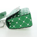 VALENTINO Rockstuds Chain Shoulder Bag Leather Green White Auth 202800V-3