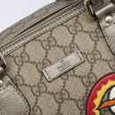 GUCCI GG Supreme Boston Bag PVC Beige Gold Tone 189895 Auth 202805V-19
