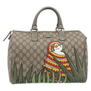 GUCCI GG Supreme Boston Bag PVC Beige Gold Tone 189895 Auth 202805V-13