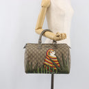 GUCCI GG Supreme Boston Bag PVC Beige Gold Tone 189895 Auth 202805V-26