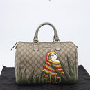 GUCCI GG Supreme Boston Bag PVC Beige Gold Tone 189895 Auth 202805V-12