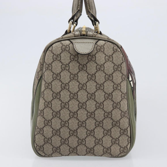 GUCCI GG Supreme Boston Bag PVC Beige Gold Tone 189895 Auth 202805V